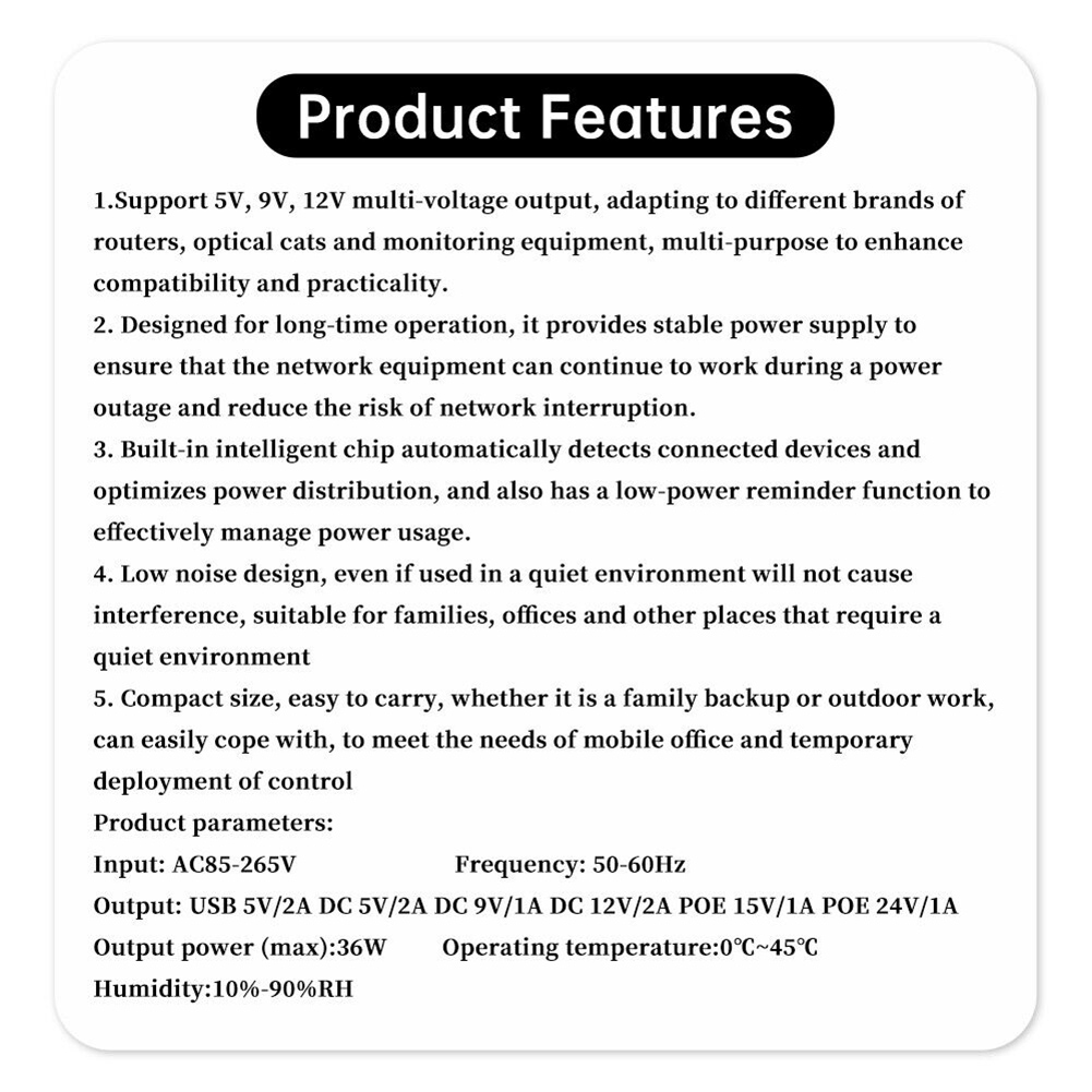 Ups Power Supply Outdoor - 1018L 5V 9V 12V Yedek DC