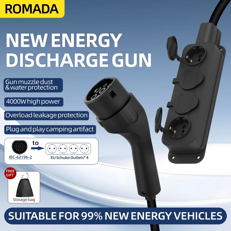 Outdoor Power Outlet - Taşınabilir 16A 4KW V2L Kablo Elektrikli