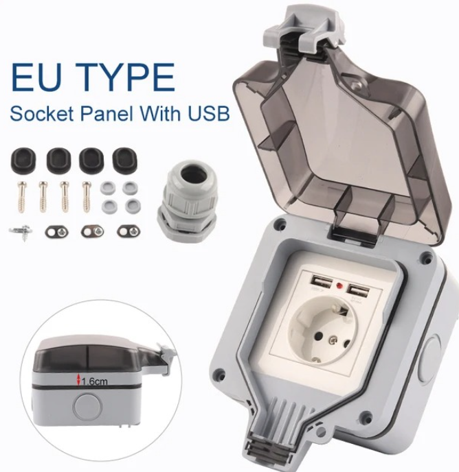 IP66 AB Standardı Alman Tarzı  - Outdoor Usb Power Outlet incelemesi ve fiyatı